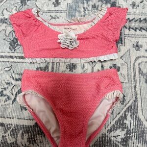 Janie and Jack Pink Ruffle Flower Two-Piece Swim Set